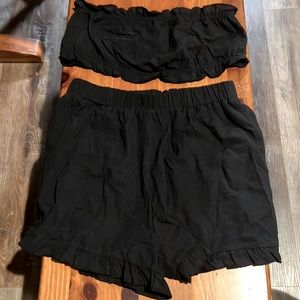 Brand: SHEIN, size: small/4, color: black, type: crop top and shorts